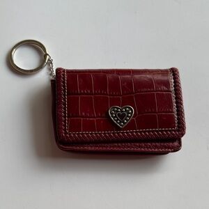 Brighton Red Croc-Embossed Wallet with Heart detail